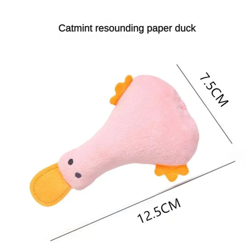 Colourful duck plush pet toy with squeaker and catnip for cats and dogs