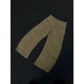 Men's khaki coloured straight-leg cotton casual trousers laid flat, showcasing the retro style and solid colour.