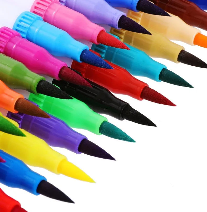 Watercolour pen set with artist brush tips showing multiple colour options from 48 to 100 colours