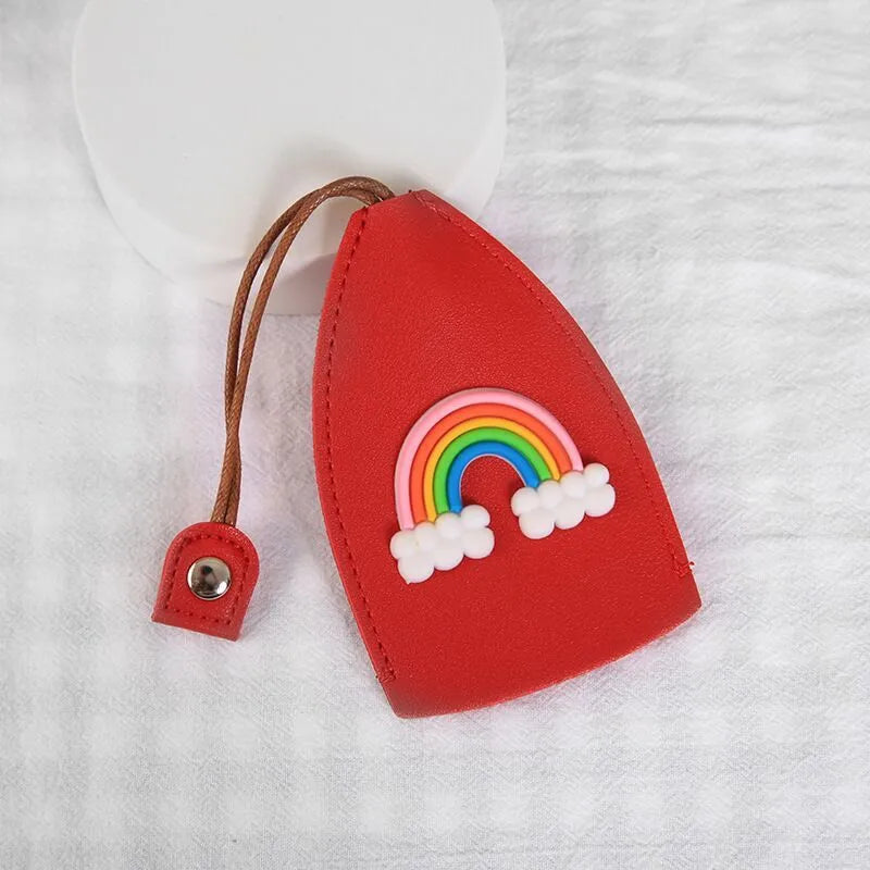Colourful cartoon pull-out key case for car keys with PU leather construction