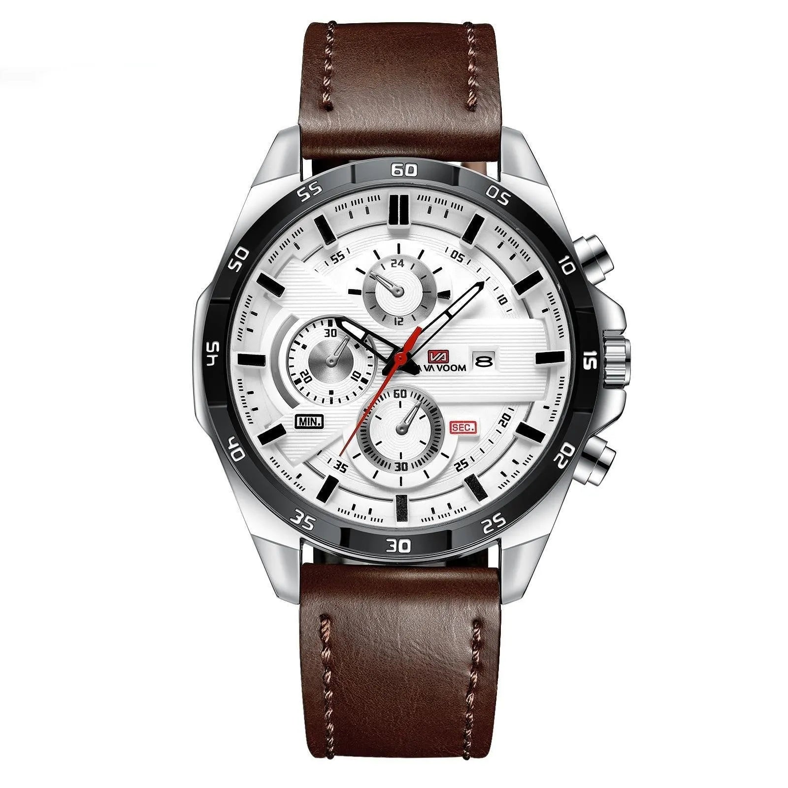 Men's casual quartz watch with business calendar display and waterproof case
