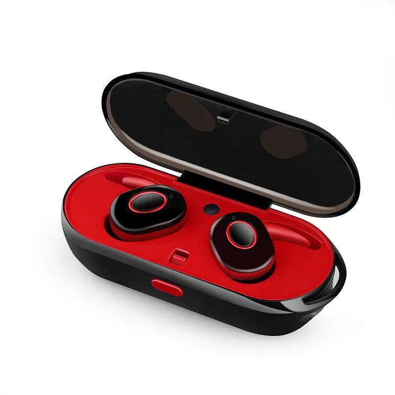 Wireless Bluetooth sports earbuds in black, green, red, and white colours showing in-ear design.