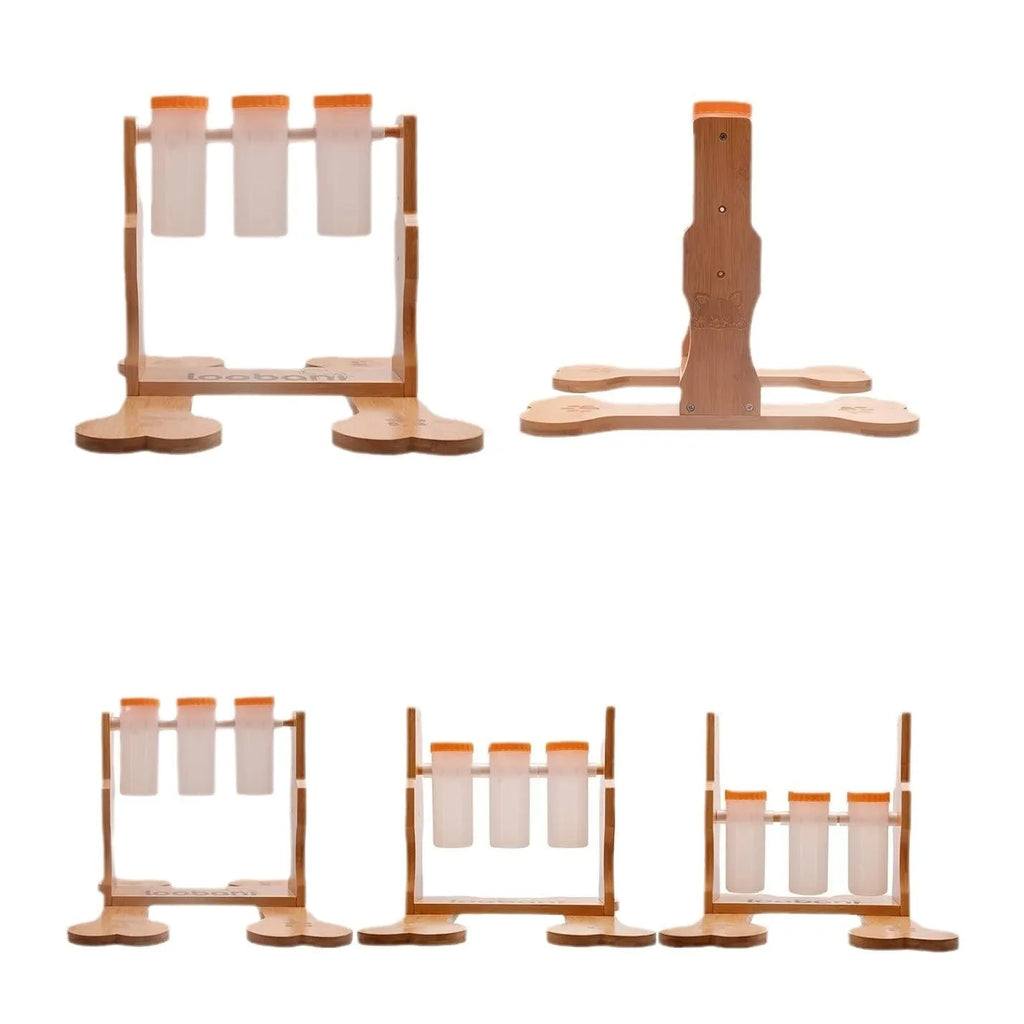 Wood colour wooden dog puzzle toy and interactive snack dispenser feeder