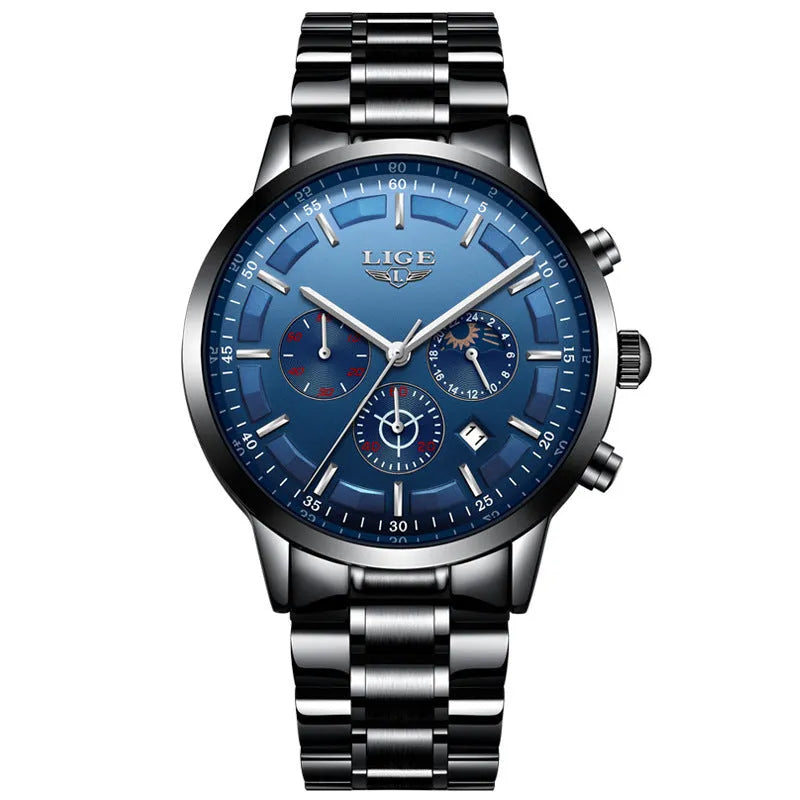 Men's waterproof quartz sports watch with 12mm thick case in multiple colour options