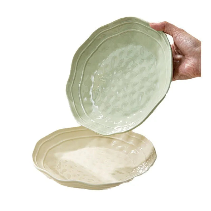 7-piece ceramic tableware set with solid colour design and modern simplicity style