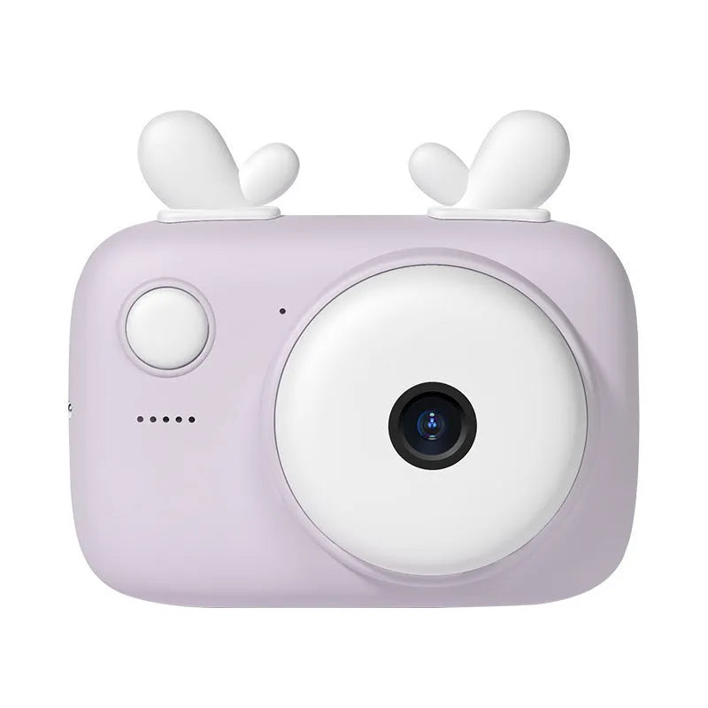 A2 Macaron design kids digital camera in green, showing front and rear lenses and 2.4 inch screen.