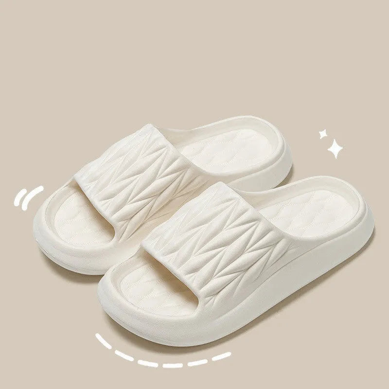 Leaf texture pattern EVA slippers for indoor household wear in black, green, grey, pink or white