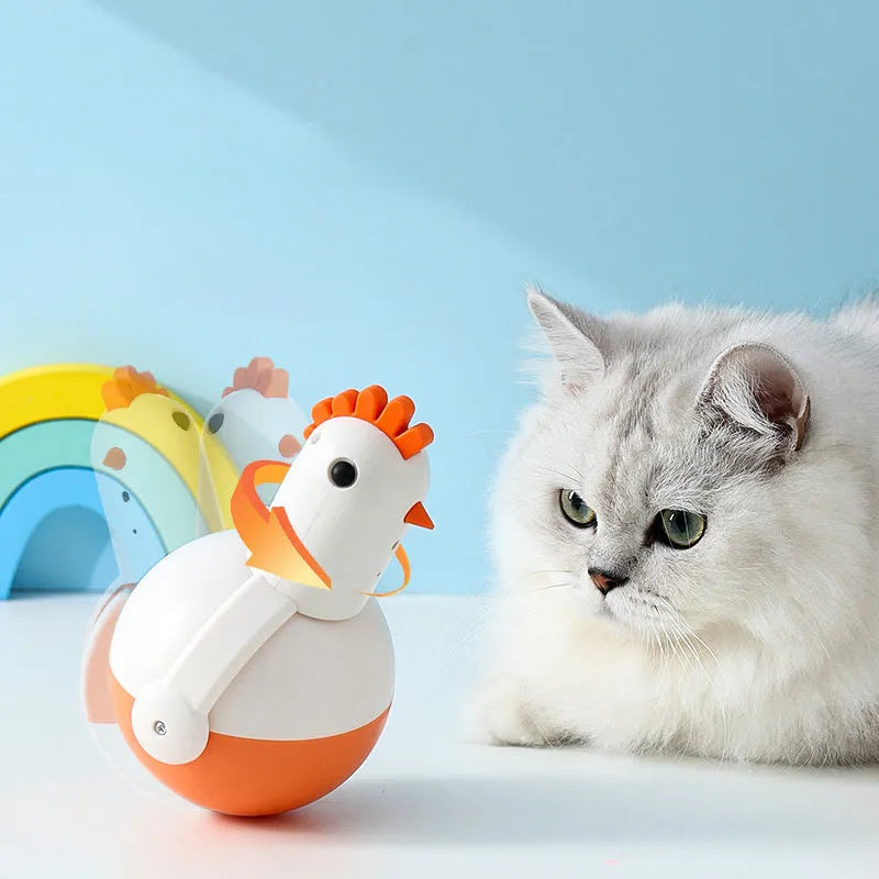 Green electric cat toy chicken with laser light and automatic movement features