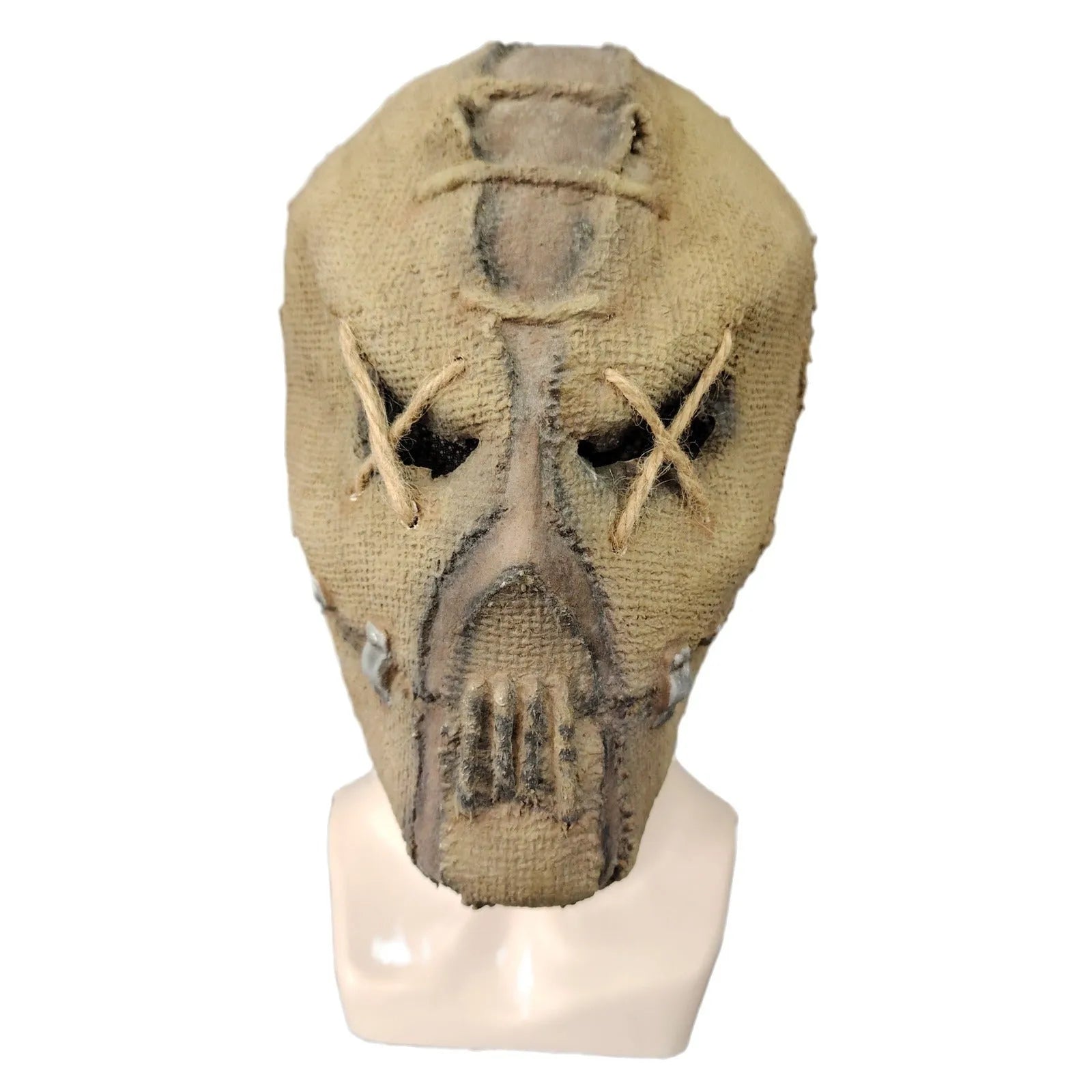Scarred skull latex mask for adult Halloween costumes showing detailed scar texture