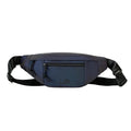 Blue reflective Oxford cloth crossbody cycling bag with a soft handle and open pocket.