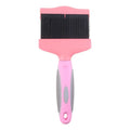 Double-sided pet brush with stainless steel pins and blue ergonomic handle for dog and cat grooming