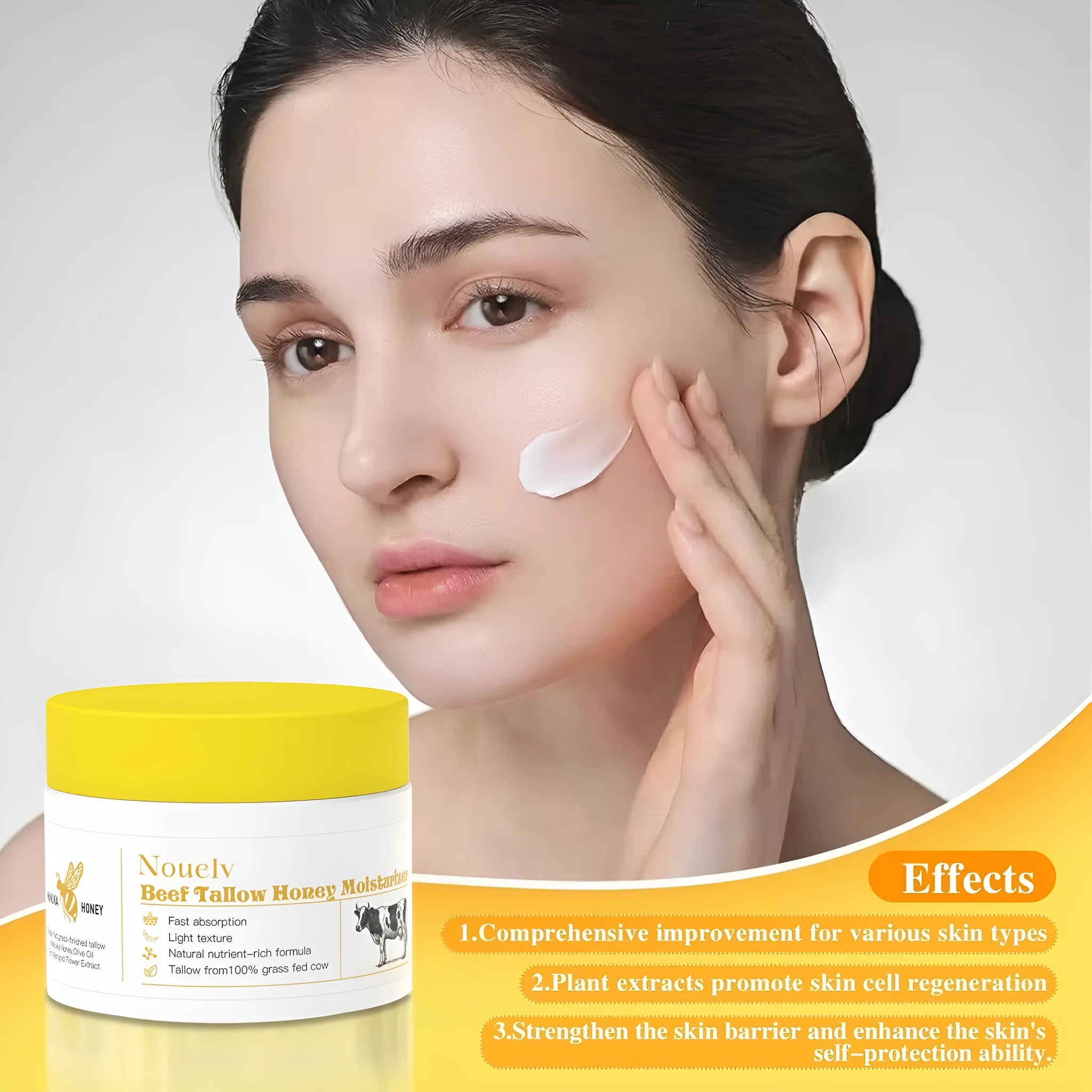 50g jar of Cow Fat Cream with honey and tallow for facial moisturising