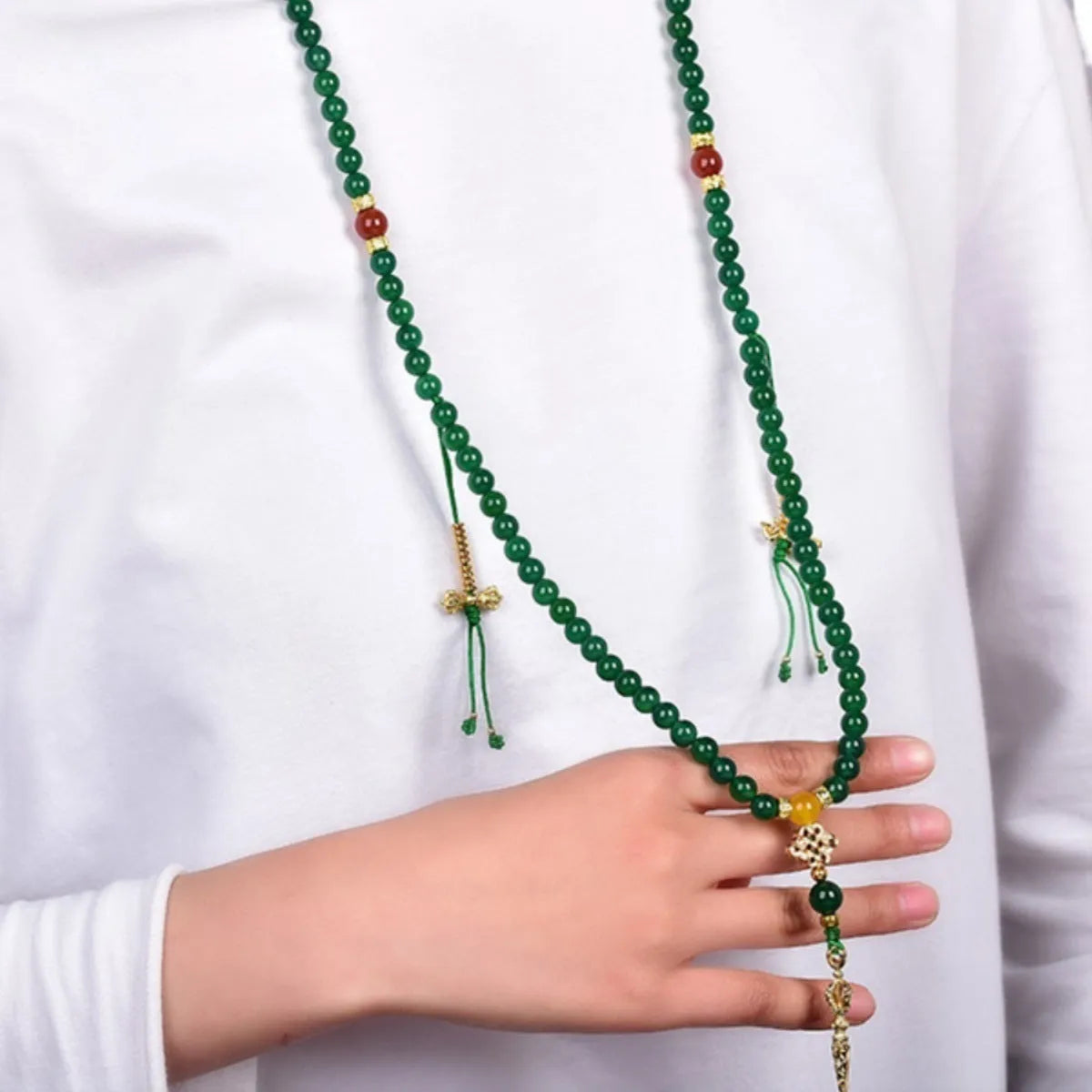 Handcrafted multi-strand bracelet with green Brazilian agate beads in three size options.