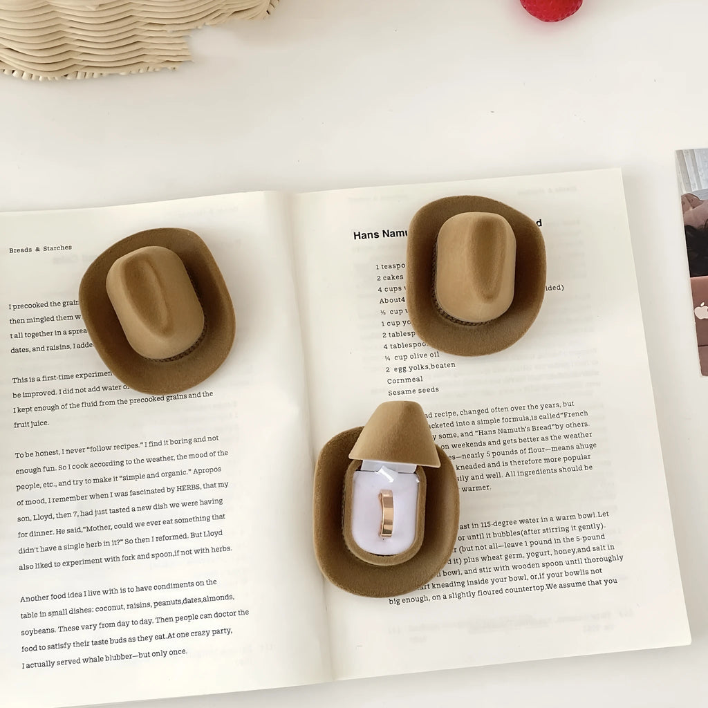 creative cowboy hat ring box small hat style 6.9x5.7x3.7cm for ring storage