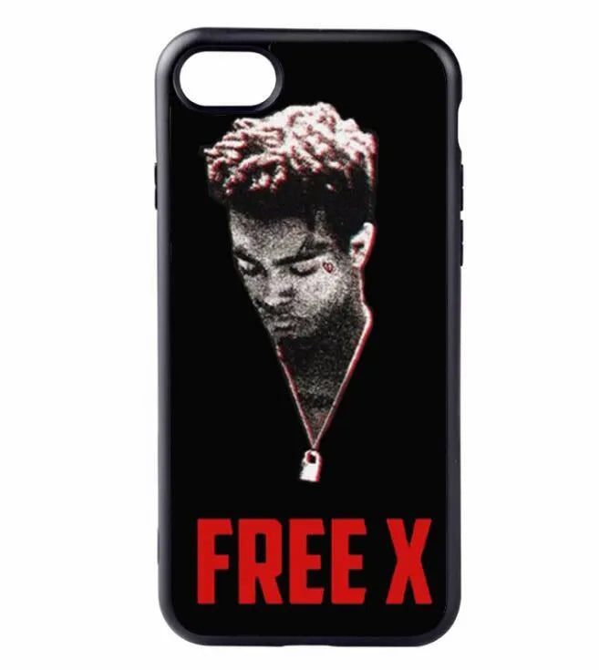 Compatible half-wrapped iPhone case with Xxxtentacion patterned design in transparent matte finish.