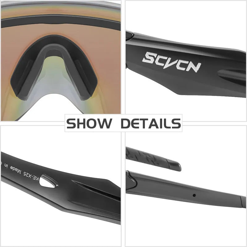 Frameless athletic glasses with colourful integrated lens and windproof design for sports