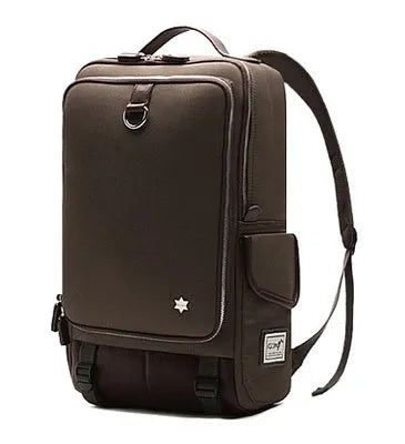 Men's modern Korean Oxford cloth backpack in army green colour, showing large capacity design.