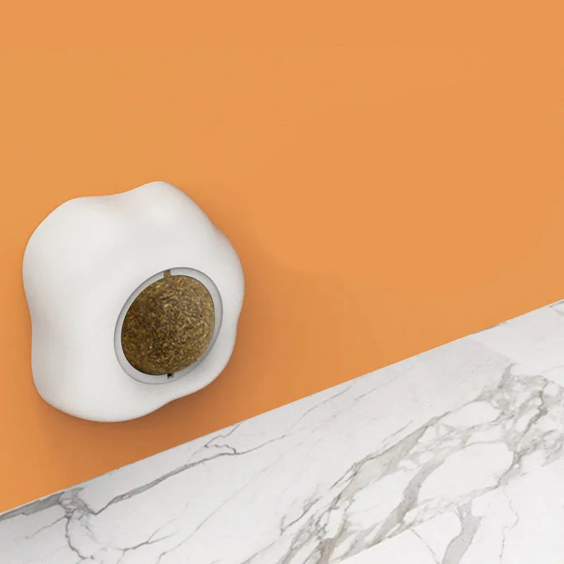 Interactive catnip ball toy with soft plush construction in fried egg and poached egg sizes