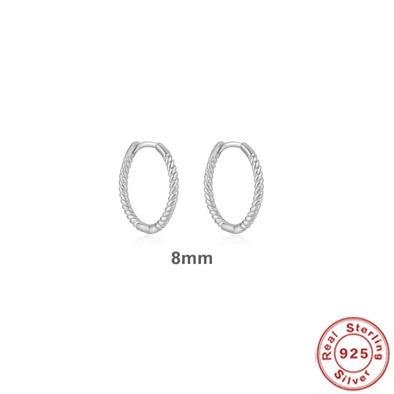 Twist S925 Sterling Silver twisted string round ring earrings in gold or platinum colour.