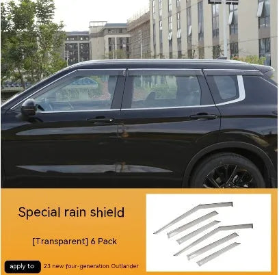 Black Warrior and translucent window deflector sets for a 2023 Mitsubishi Outlander.