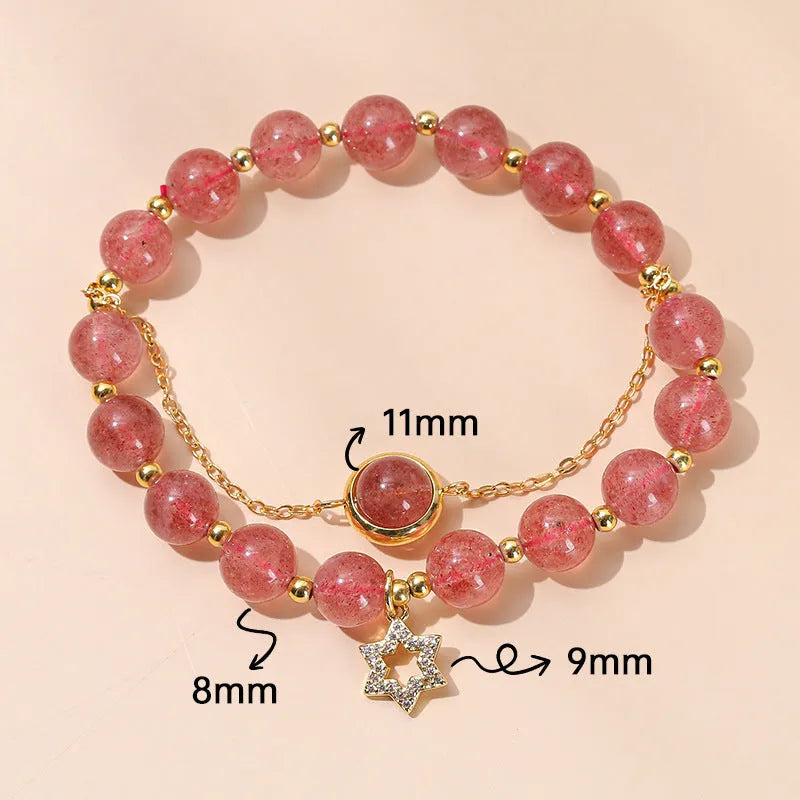 Women's crystal agate bracelet with manual craftsmanship and natural gemstone beads in fruit, bow and animal shapes