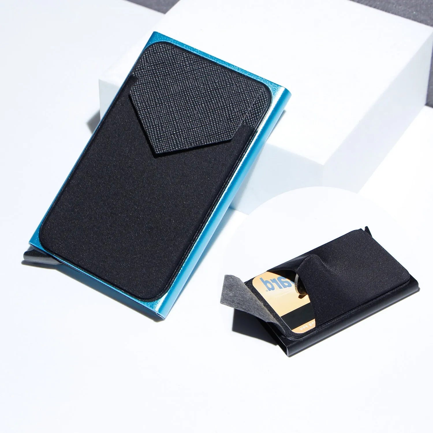 Metal card strap anti-theft aluminium alloy credit card case in solid colour