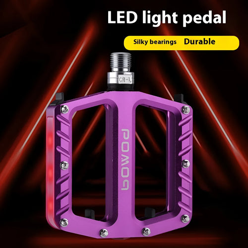 Aluminium alloy bicycle pedal with integrated 710LED lighting in five colour options