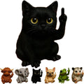 Resin animal vertical middle finger doll ornament in cat, dog, elephant, frog, Highland cattle, mouse, and turtle styles.