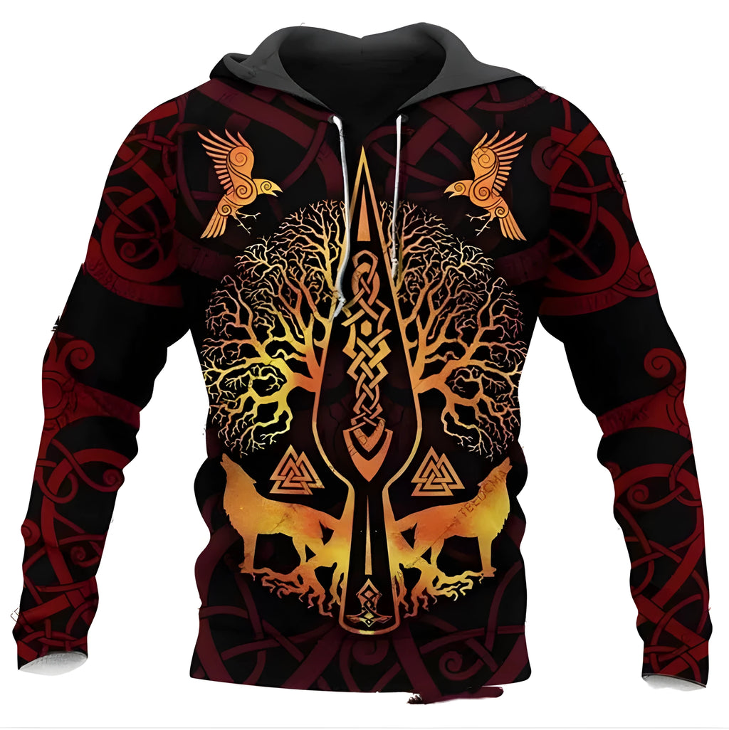 Printed loose fit polyester pullover hoodie for men street fashion available in multiple colours and sizes