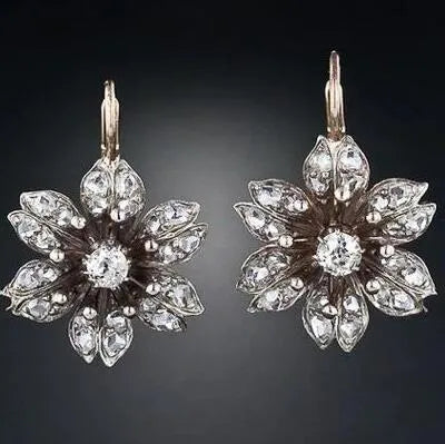 Silver retro fashion drop earrings with electroplated finish and alloy construction