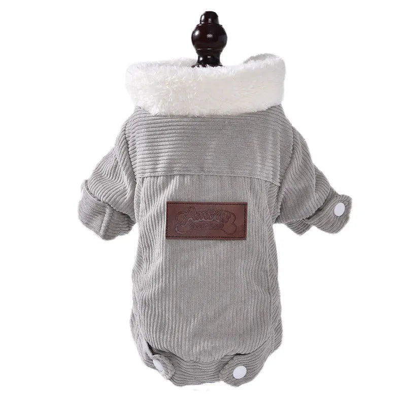 Lambswool grey dog vest with wool lining for autumn and winter wear