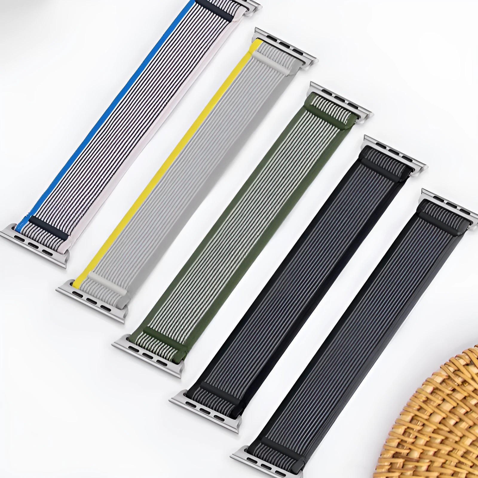 Nylon Apple Watch replacement strap with single ring buckle in multiple colour options