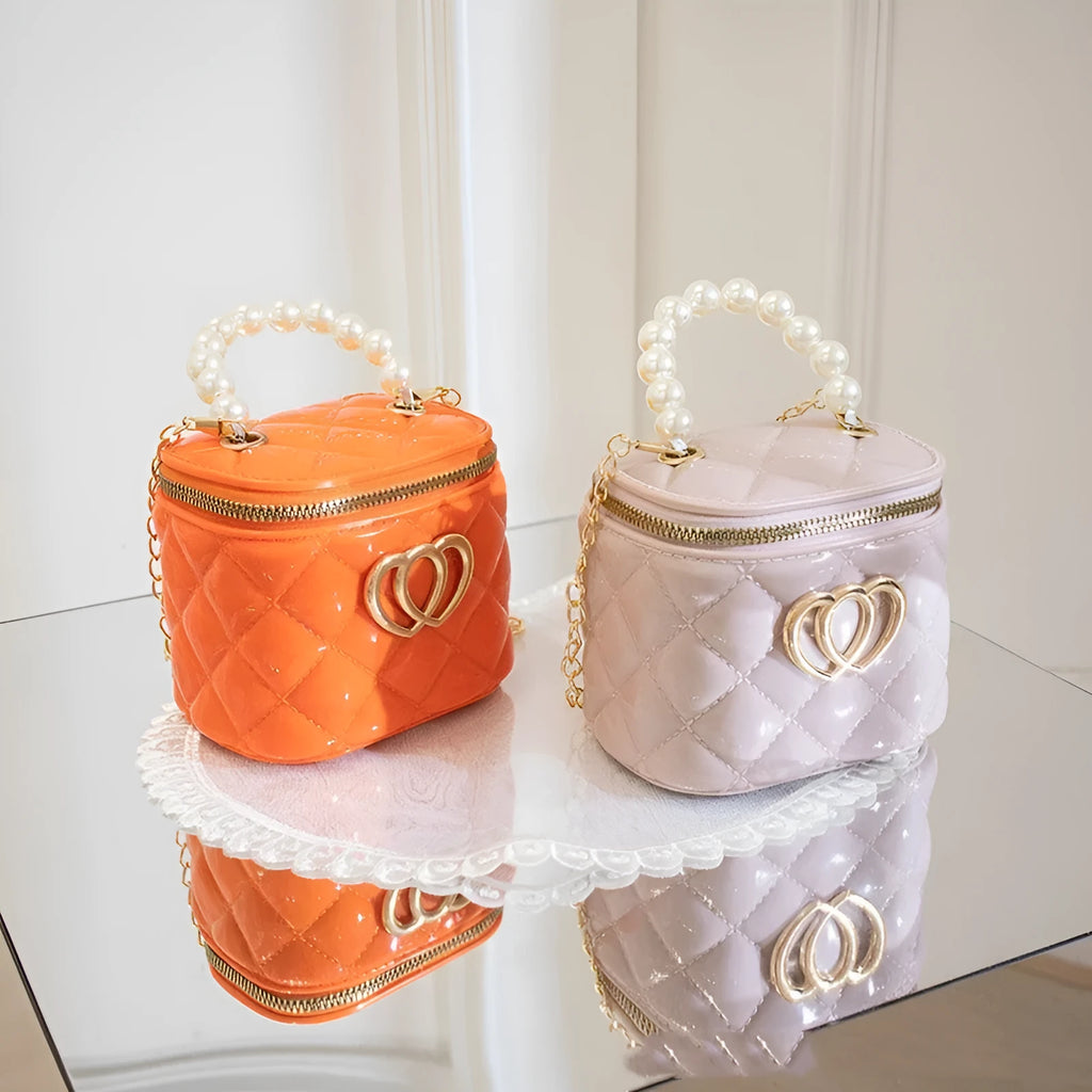 PVC bucket gel bag with heart pattern in choice of seven colours including apricot and green