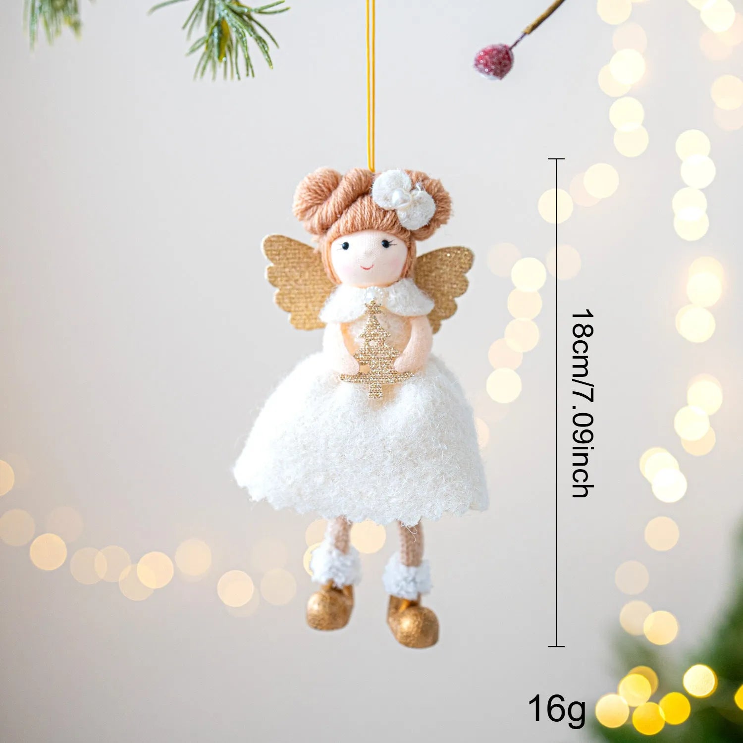 Cloth angel wings plush pendant Christmas decoration in pink or white colour