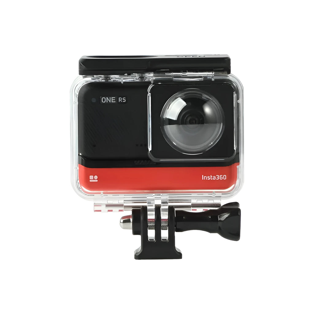Transparent waterproof housing case for Insta360 One RS panoramic camera with dimensions 9×8×4.5cm