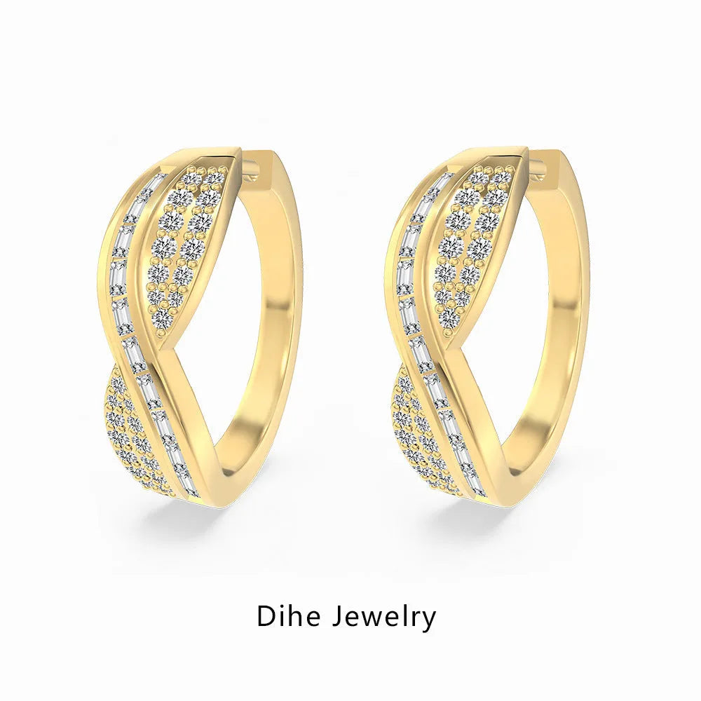 Pair of S925 sterling silver stud earrings gold finish 6.6mm by 23.5mm