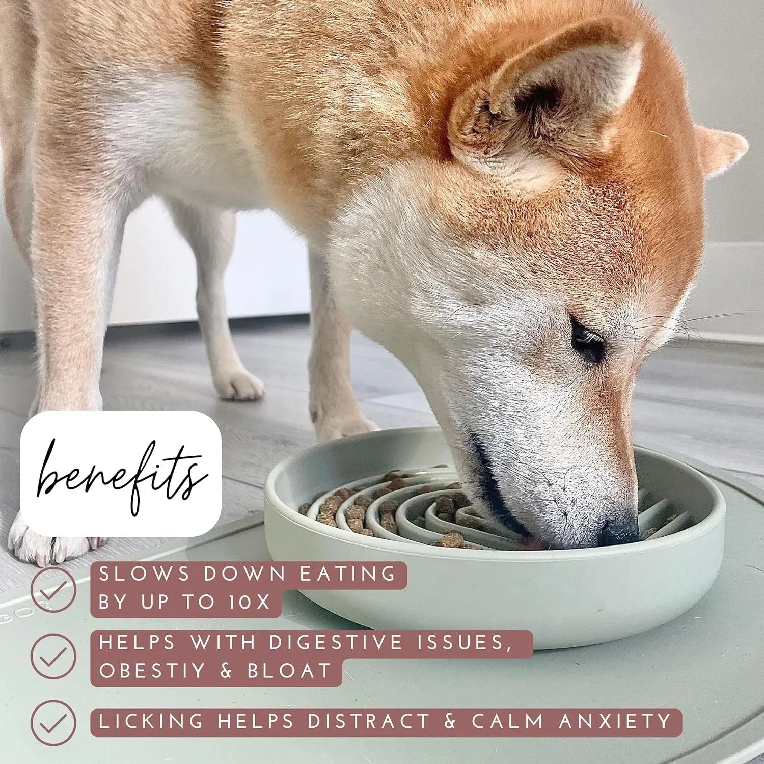 Silicone slow feeder dog bowl with ridges, shown in beige colour, 19cm diameter