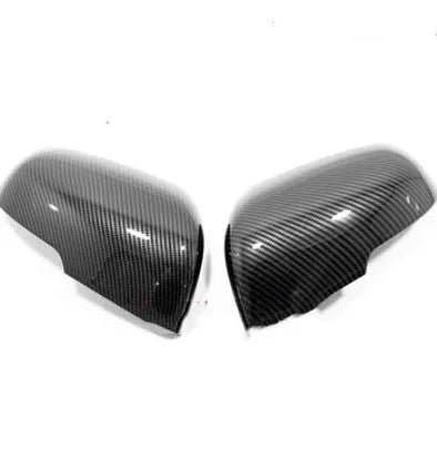 Plastic rearview mirror protection covers in electroplated silver and carbon fibre black finishes