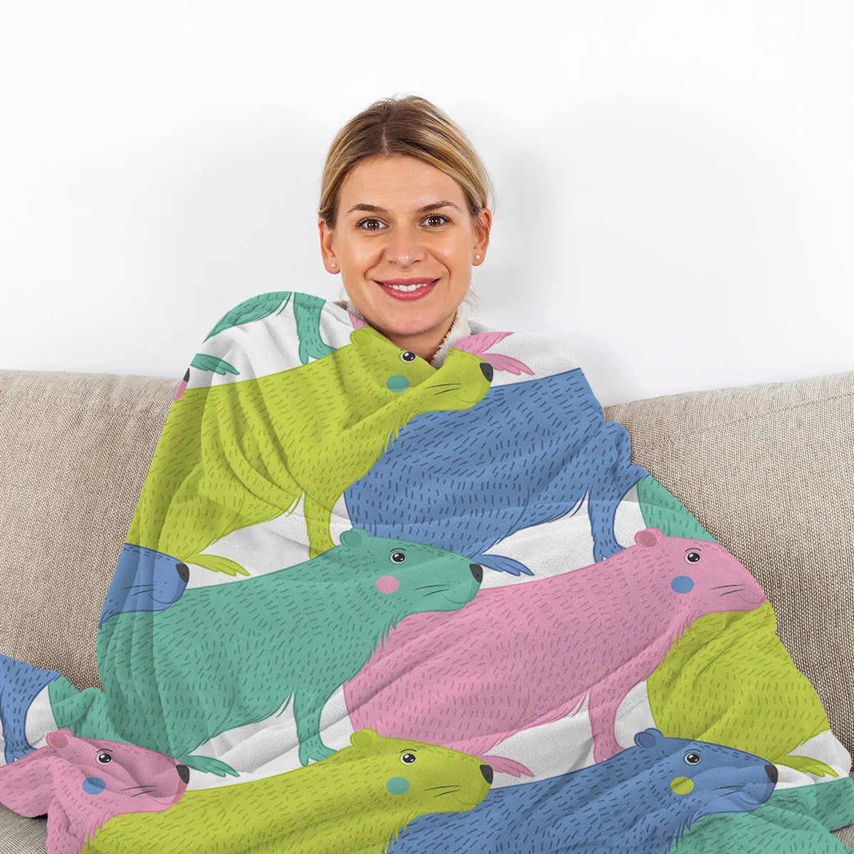 Soft flannel cartoon dolphin pet theme blanket in pink, size 130x150cm