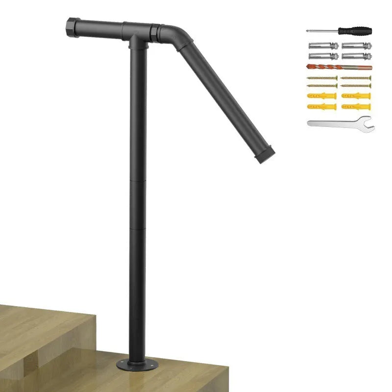 Black American style minimalist metal ladder support bracket for household stairs