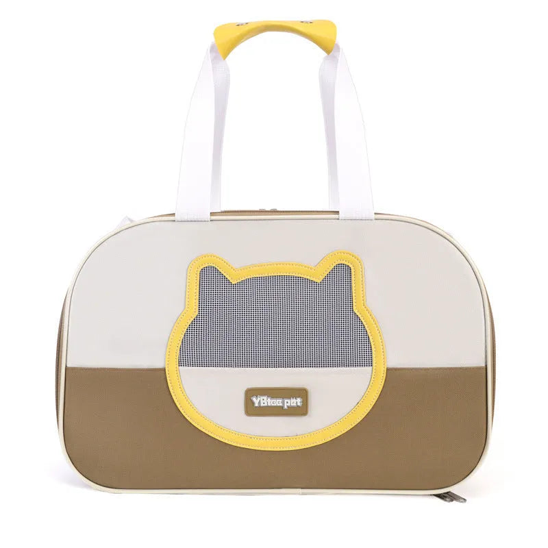 Outdoor portable foldable cat backpack in Oxford cloth with breathable mesh, showing colour options