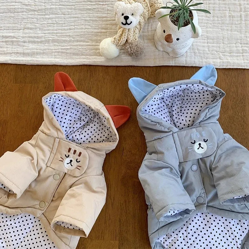 Bixin pet coat in beige for small dogs and cats with button closure
