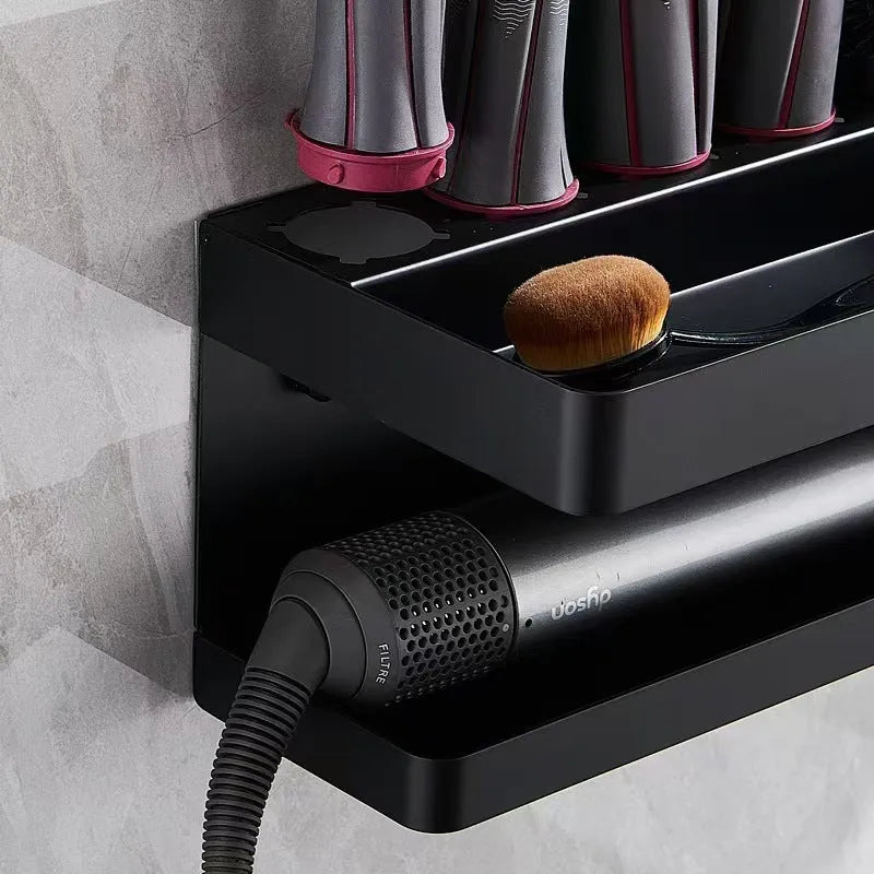 White double-layer aluminium bathroom storage rack with wave-shaped design for Marcel wavers