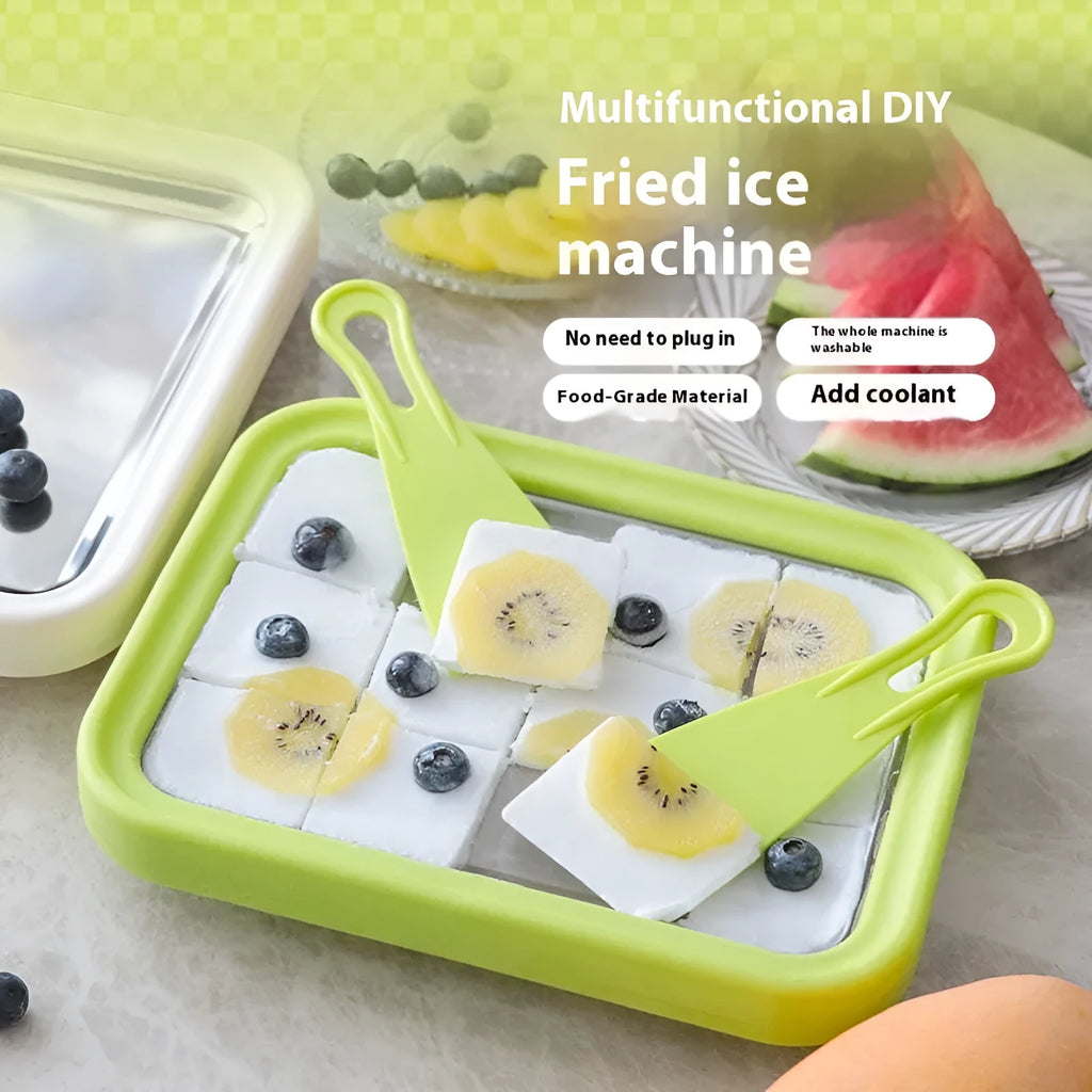 Children's handmade fried yogurt machine with aluminium gasket in green, pink, white, or rose red