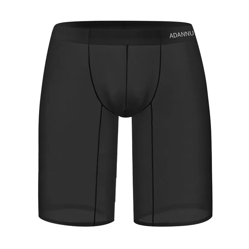 Men's black mesh shorts with seamless construction and hip lifting design