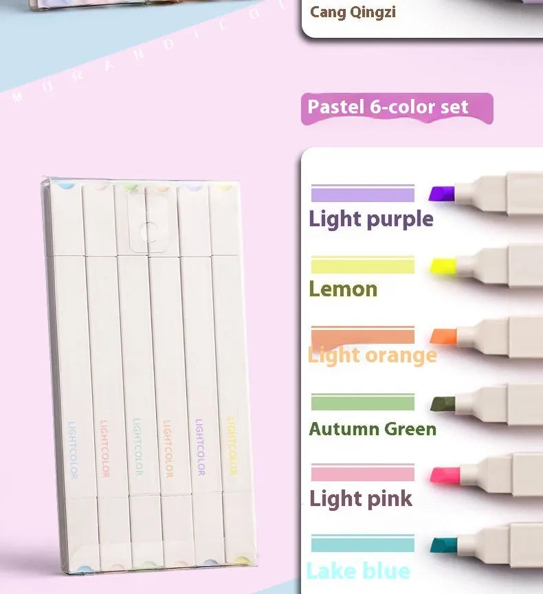 Fluorescent double-headed marking pens in mixed colour assortment with both broad and fine tips visible.