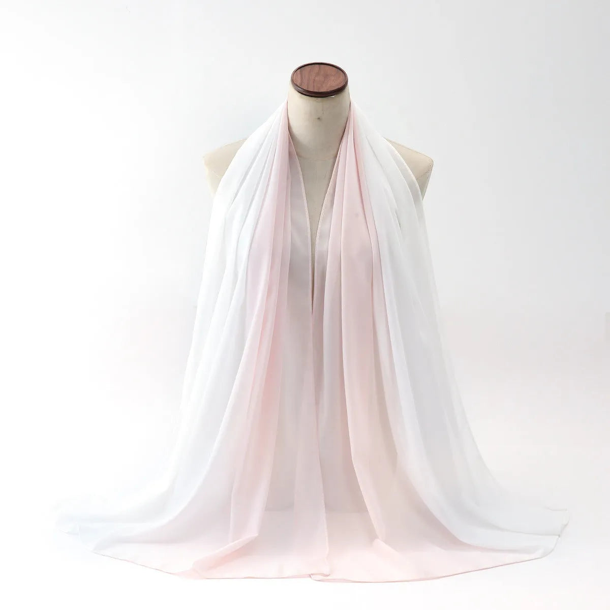 Women's chiffon bubble towel texture scarf in ethnic Pu long style showing length and colour options