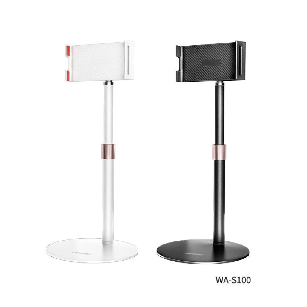 Adjustable metal tablet bracket with telescopic arm extended to maximum 200mm height