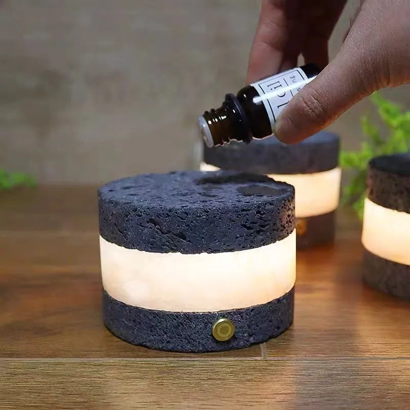 Orange volcanic rock USB night lamp with essential oil diffuser and dimming control