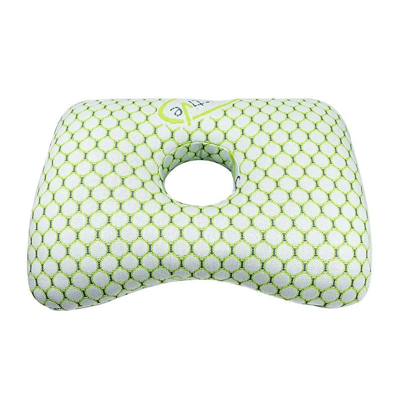 Single hole beauty salon ear pillow for adults in New Chinese style, shown in plaid grey colour, dimensions 39x28x6 cm.